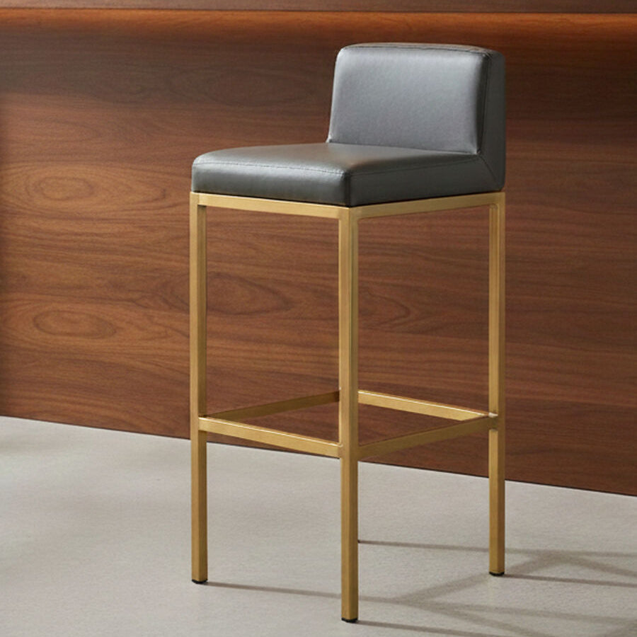 Orsina Baina Bar Chair | Dark Grey Faux Leather with Gold Finish