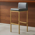Orsina Baina Bar Chair | Dark Grey Faux Leather with Gold Finish