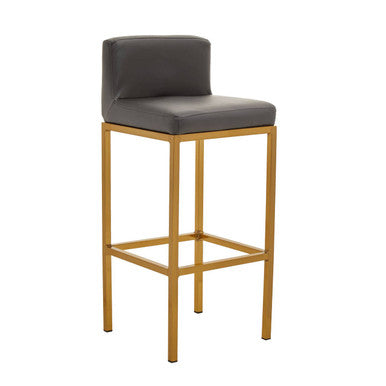 Orsina Baina Bar Chair | Dark Grey Faux Leather with Gold Finish