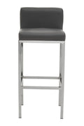 Orsina Baina Bar Chair | Dark Grey Faux Leather & Chrome Finish