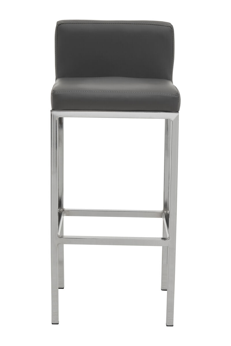 Orsina Baina Bar Chair | Dark Grey Faux Leather & Chrome Finish