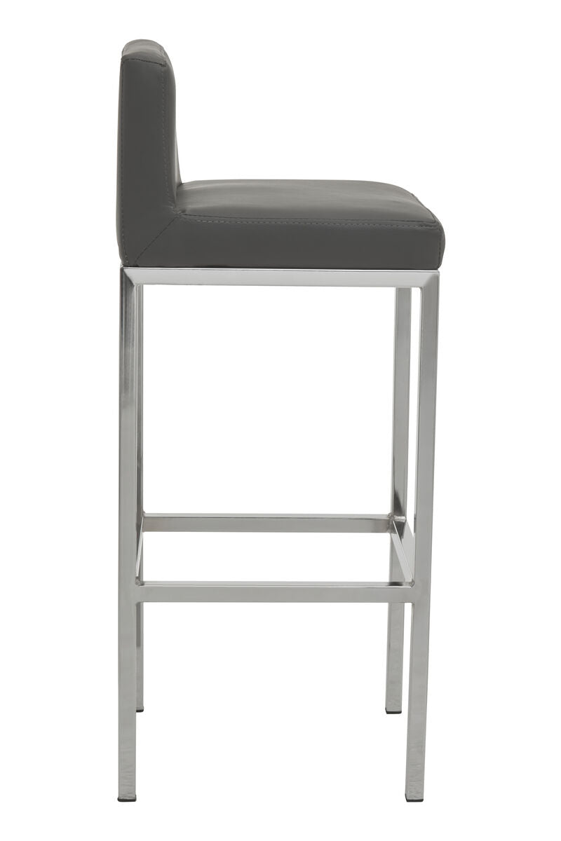 Orsina Baina Bar Chair | Dark Grey Faux Leather & Chrome Finish