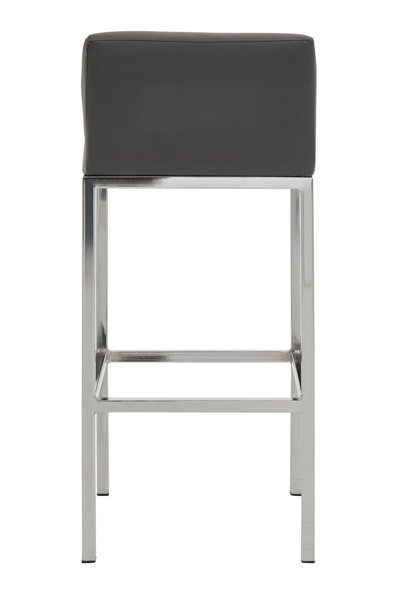 Orsina Baina Bar Chair | Dark Grey Faux Leather & Chrome Finish