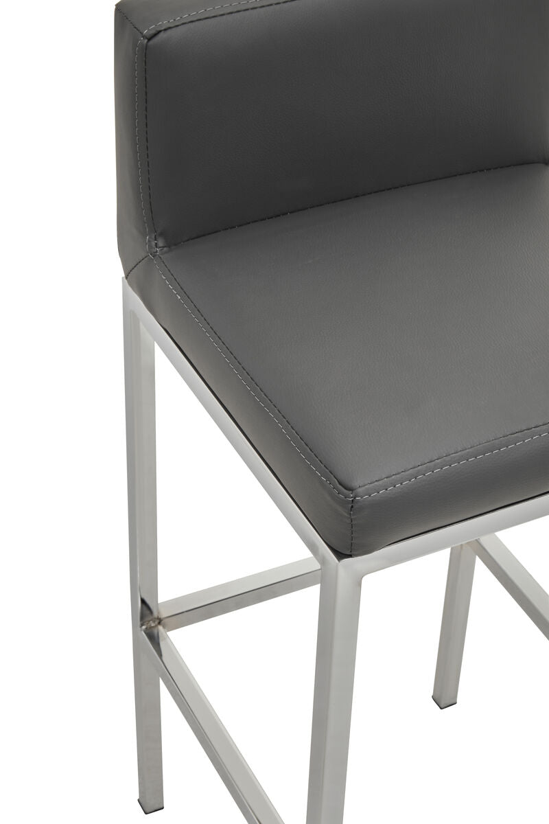 Orsina Baina Bar Chair | Dark Grey Faux Leather & Chrome Finish