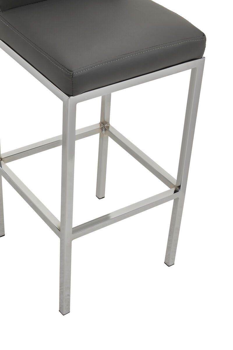 Orsina Baina Bar Chair | Dark Grey Faux Leather & Chrome Finish