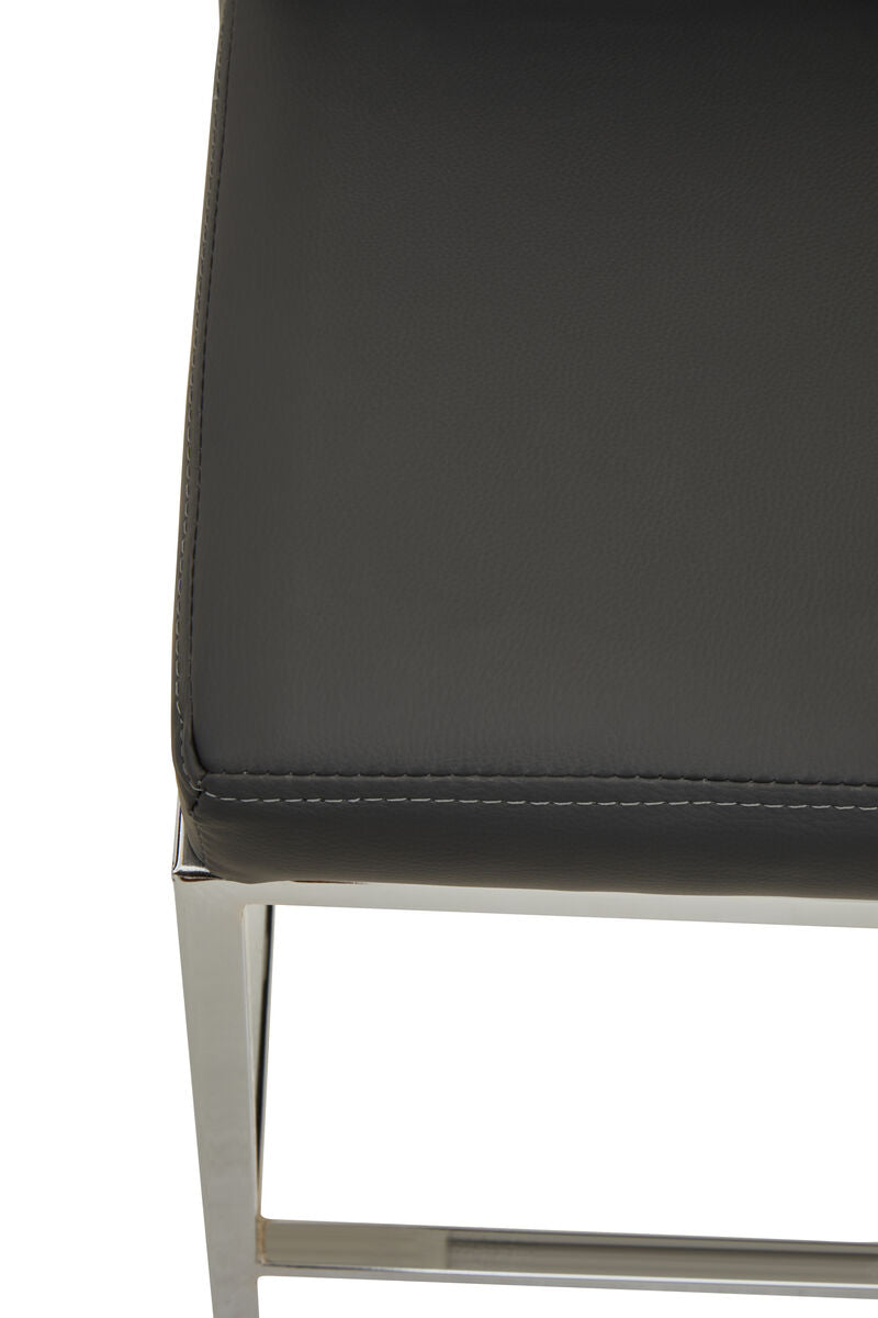 Orsina Baina Bar Chair | Dark Grey Faux Leather & Chrome Finish