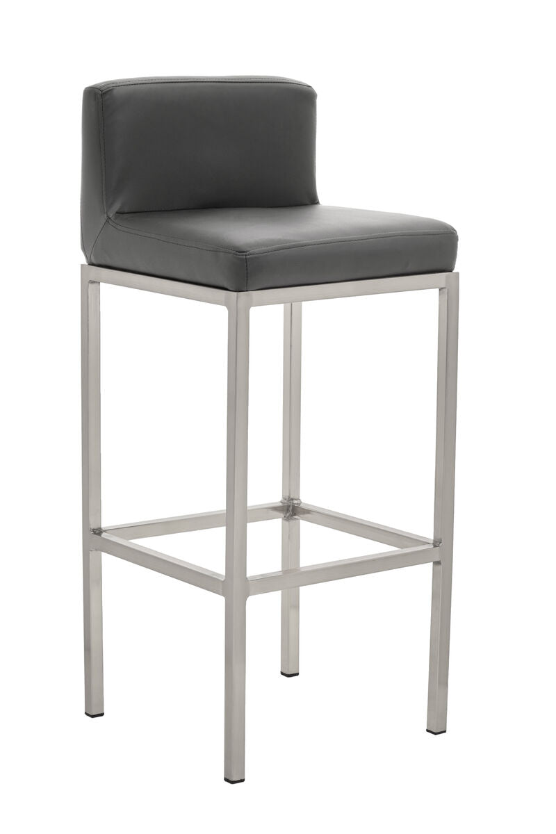 Orsina Baina Bar Chair | Dark Grey Faux Leather & Chrome Finish