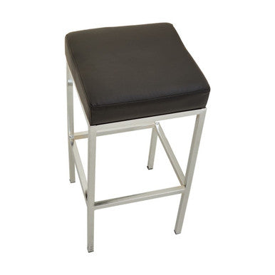Orsina Baina Modern Bar Stool – Black Leather-Effect & Chrome Finish