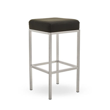 Orsina Baina Modern Bar Stool – Black Leather-Effect & Chrome Finish