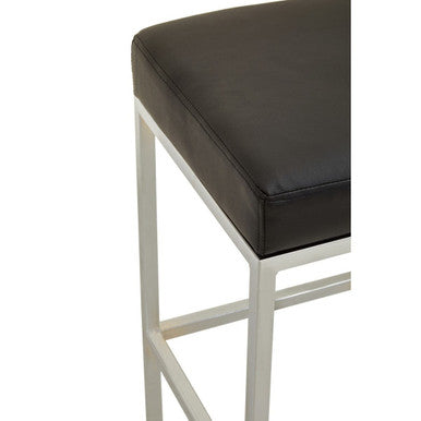Orsina Baina Modern Bar Stool – Black Leather-Effect & Chrome Finish