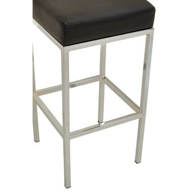 Orsina Baina Modern Bar Stool – Black Leather-Effect & Chrome Finish