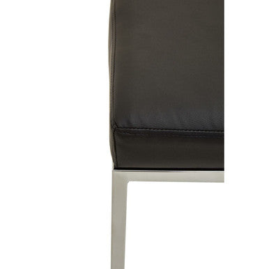 Orsina Baina Modern Bar Stool – Black Leather-Effect & Chrome Finish