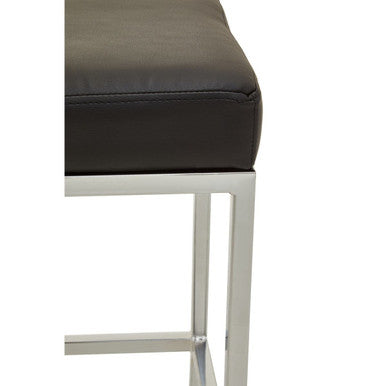 Orsina Baina Modern Bar Stool – Black Leather-Effect & Chrome Finish