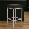 Orsina Baina Modern Bar Stool – Black Leather-Effect & Chrome Finish