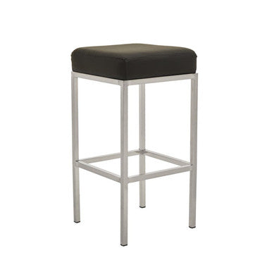 Orsina Baina Modern Bar Stool – Black Leather-Effect & Chrome Finish