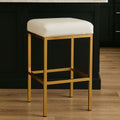 Orsina Baina Bar Stool | White Leather-Effect & Gold Square Base