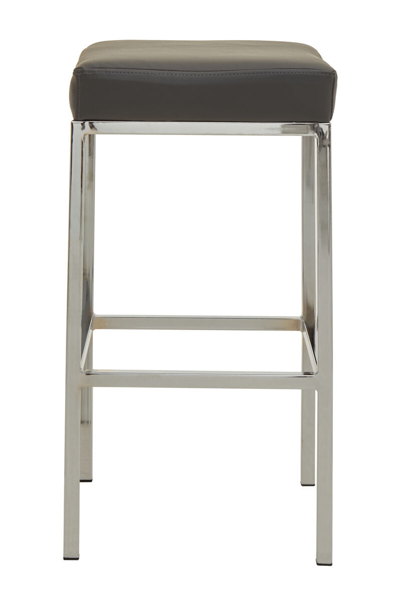 Orsina Baina Bar Stool – Dark Grey Leather-Effect with Chrome Base