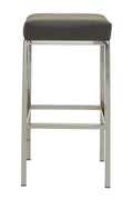 Orsina Baina Bar Stool – Dark Grey Leather-Effect with Chrome Base
