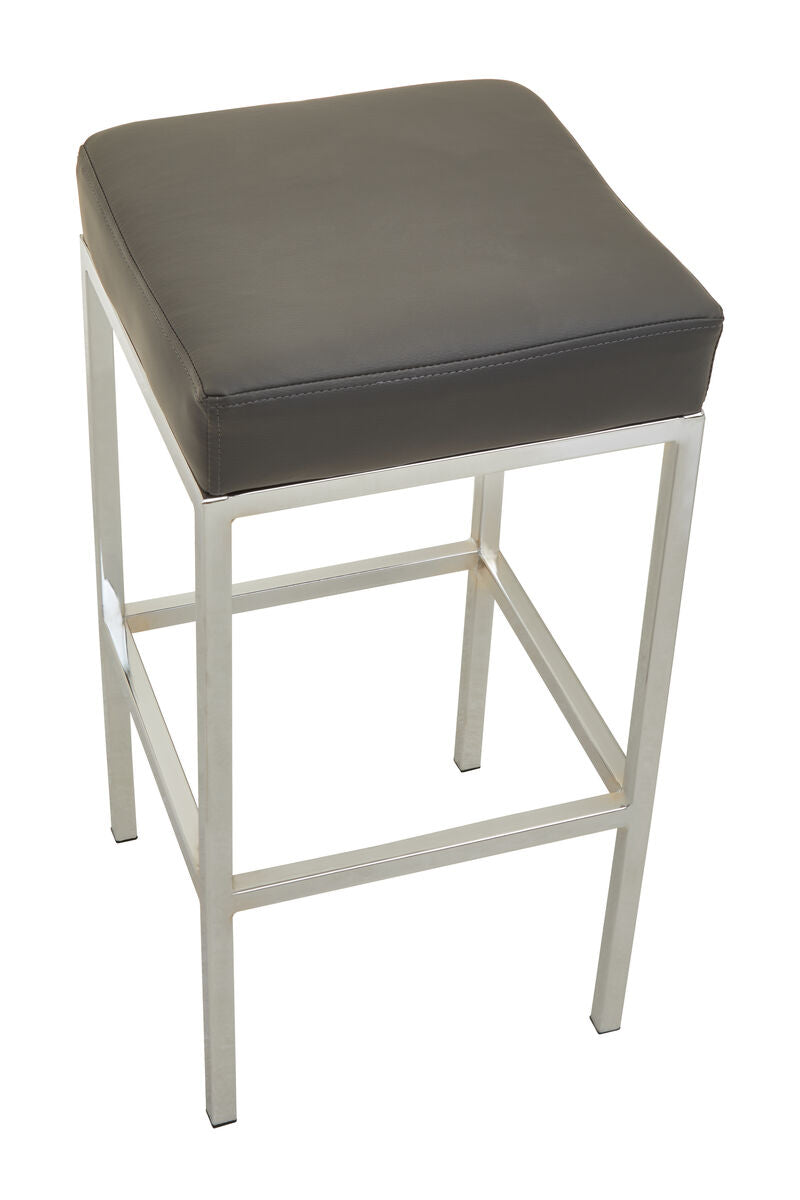 Orsina Baina Bar Stool – Dark Grey Leather-Effect with Chrome Base