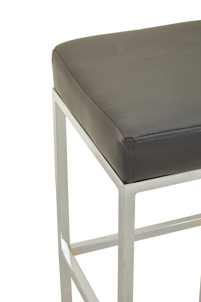 Orsina Baina Bar Stool – Dark Grey Leather-Effect with Chrome Base