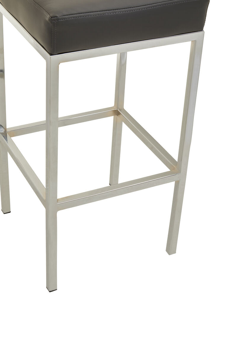 Orsina Baina Bar Stool – Dark Grey Leather-Effect with Chrome Base