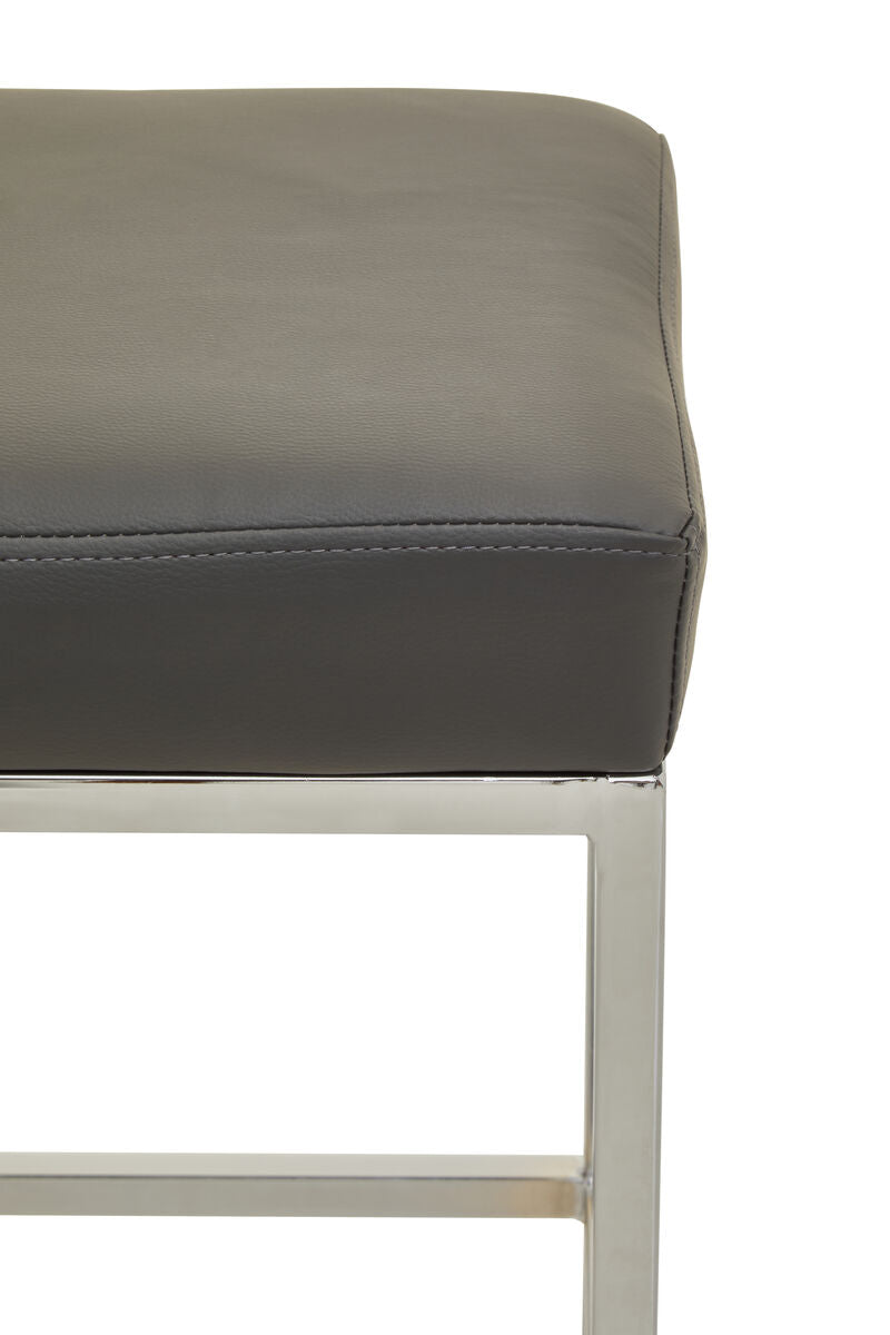 Orsina Baina Bar Stool – Dark Grey Leather-Effect with Chrome Base