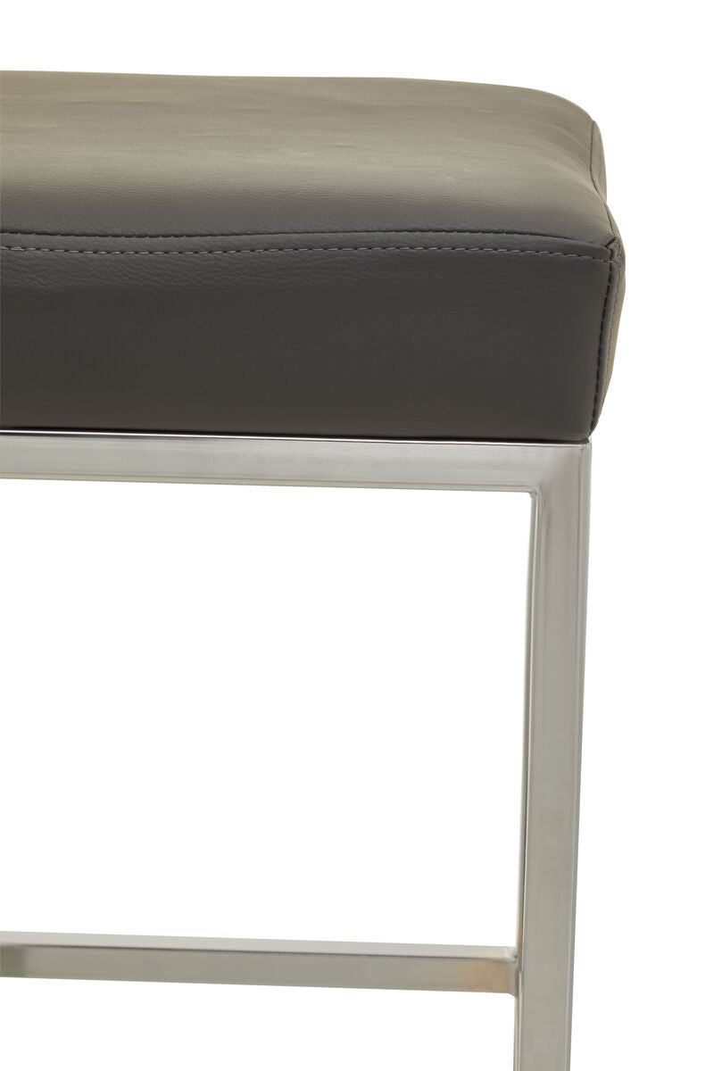 Orsina Baina Bar Stool – Dark Grey Leather-Effect with Chrome Base