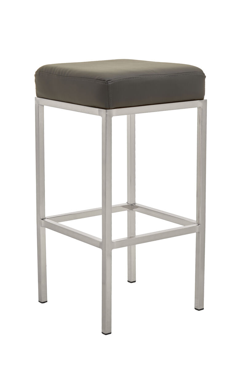 Orsina Baina Bar Stool – Dark Grey Leather-Effect with Chrome Base