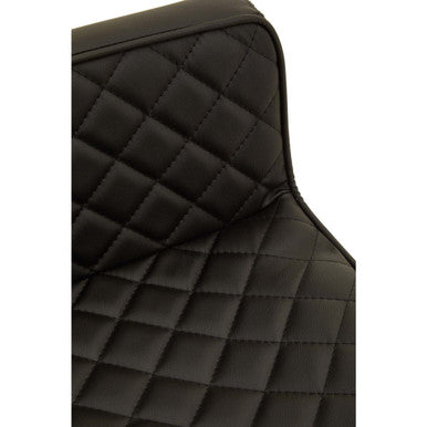 Orsina Baina Bar Stool – Black PU Leather Swivel with Gold Square Base