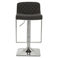 Orsina Baina Black PU Leather Swivel Bar Stool with Square Chrome Base