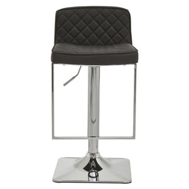 Orsina Baina Black PU Leather Swivel Bar Stool with Square Chrome Base