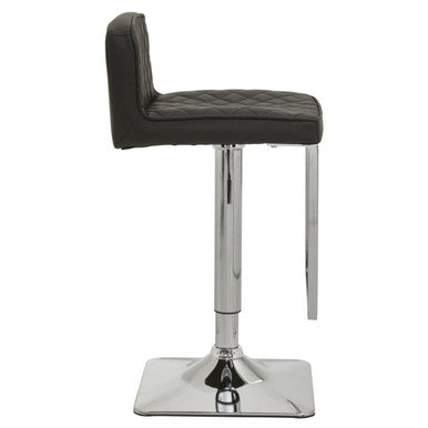 Orsina Baina Black PU Leather Swivel Bar Stool with Square Chrome Base