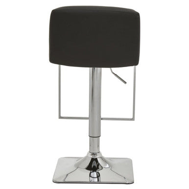 Orsina Baina Black PU Leather Swivel Bar Stool with Square Chrome Base