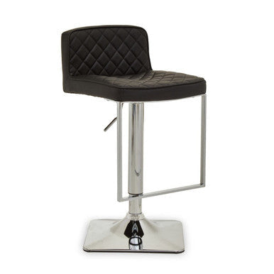 Orsina Baina Black PU Leather Swivel Bar Stool with Square Chrome Base