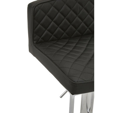 Orsina Baina Black PU Leather Swivel Bar Stool with Square Chrome Base