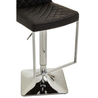 Orsina Baina Black PU Leather Swivel Bar Stool with Square Chrome Base