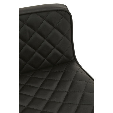 Orsina Baina Black PU Leather Swivel Bar Stool with Square Chrome Base