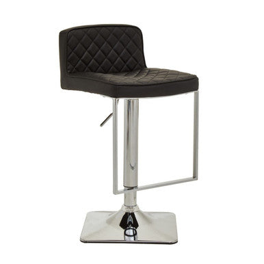 Orsina Baina Black PU Leather Swivel Bar Stool with Square Chrome Base