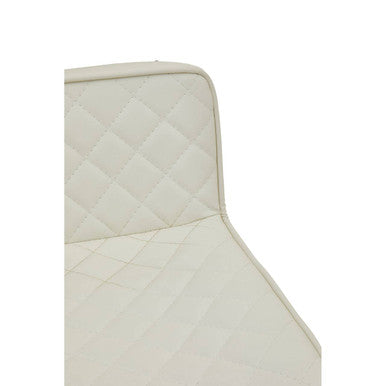 Orsina Baina White PU Leather Bar Stool – Gold Swivel Square Base