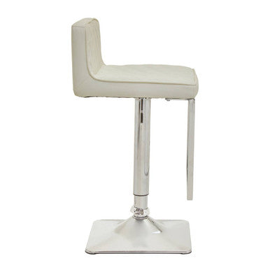 Orsina Baina White PU Leather Swivel Bar Stool with Square Chrome Base