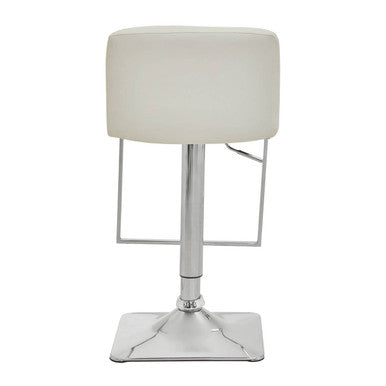 Orsina Baina White PU Leather Swivel Bar Stool with Square Chrome Base