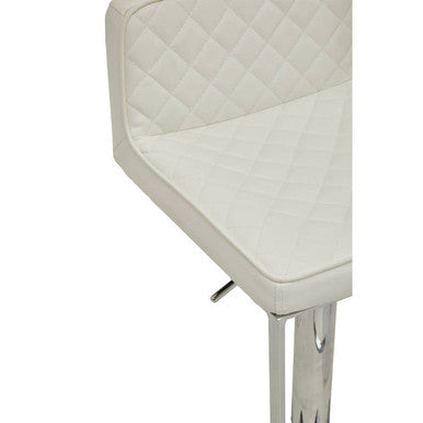 Orsina Baina White PU Leather Swivel Bar Stool with Square Chrome Base