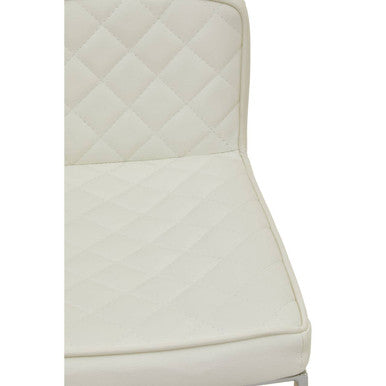 Orsina Baina White PU Leather Swivel Bar Stool with Square Chrome Base