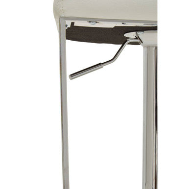 Orsina Baina White PU Leather Swivel Bar Stool with Square Chrome Base