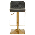 Orsina Baina Bar Stool – Dark Grey PU Leather Swivel with Gold Base