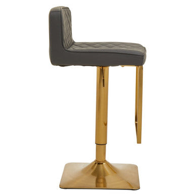 Orsina Baina Bar Stool – Dark Grey PU Leather Swivel with Gold Base