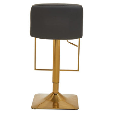 Orsina Baina Bar Stool – Dark Grey PU Leather Swivel with Gold Base