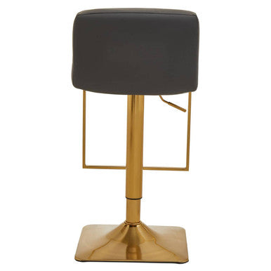 Orsina Baina Bar Stool – Dark Grey PU Leather Swivel with Gold Base