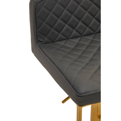 Orsina Baina Bar Stool – Dark Grey PU Leather Swivel with Gold Base