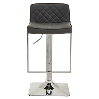Orsina Baina Dark Grey PU Leather Swivel Bar Stool with Chrome Base